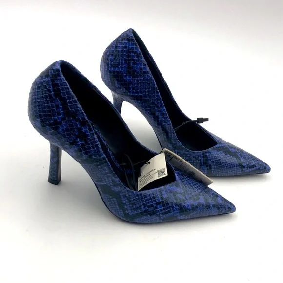 Zara NWT Sexy Blue Snakeskin Print Stiletto Heels Shoes **Size 38/US 7.5**🔥🔥 - Picture 5 of 10
